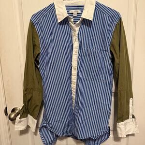 Free Assembly Women's Striped Long Sleeve Button Down Top Size S